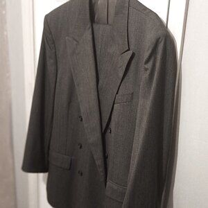 Cellini Uomo Men 2 Piece Gray Double Breasted Suit      46R